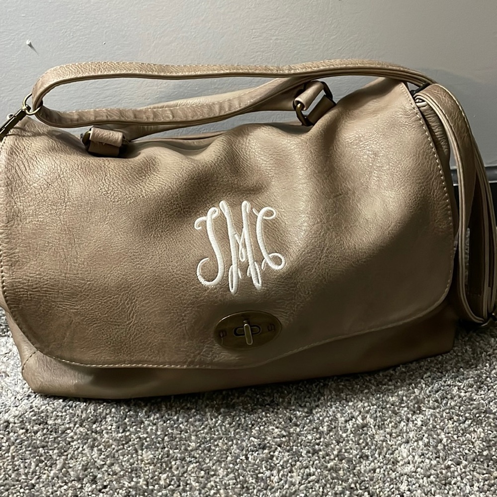Initialed Shoulder Bag